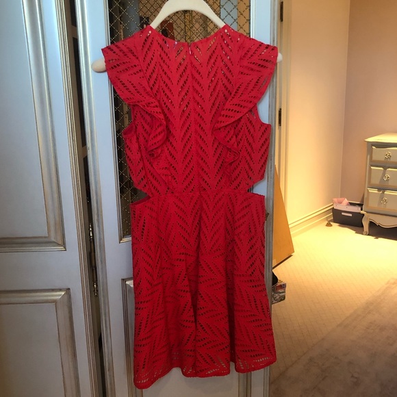 Bardot Cut Out Bright Orange/Red Dress Size 8 - Picture 3 of 3